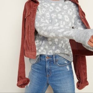 Grey & White Cheetah Print Sweater